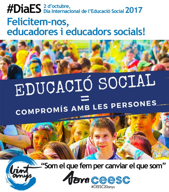 ceesc_cat's tweet photo. Felicitem-nos educadores i educadors socials, avui és el nostre dia! #DiaES #edusoday2016 #thefinestjobintheworld https://t.co/k1qk0mrzSu