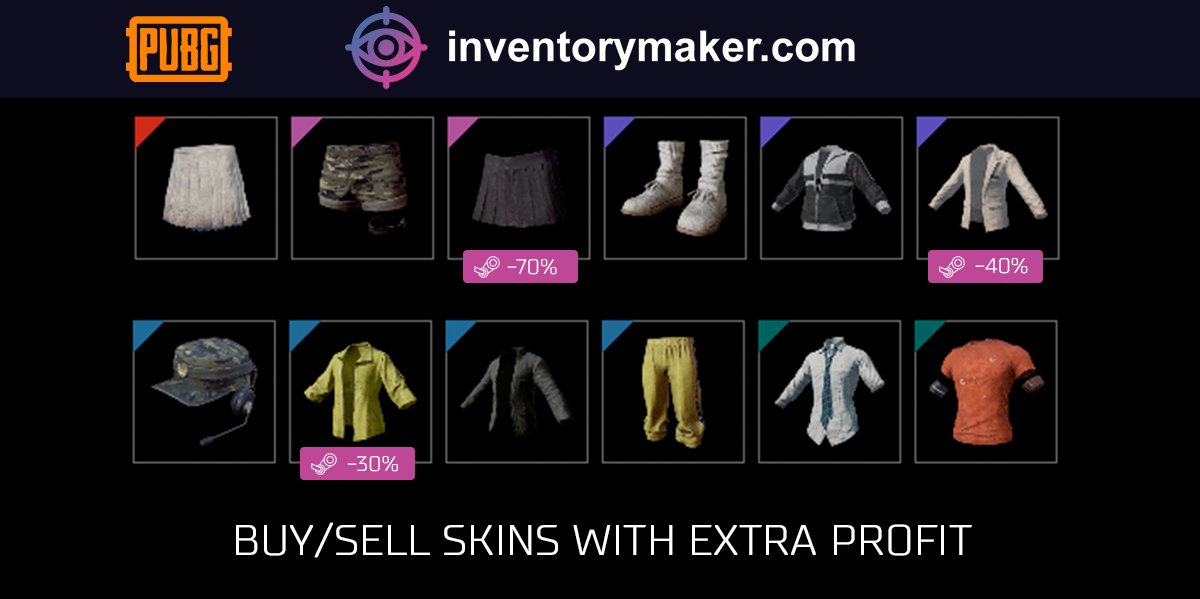 InventoryMaker's tweet image. PUBG added! 
From now our users are able to compare PUBG prices!
inventorymaker.com/#pubg
#inventorymaker #PUBG