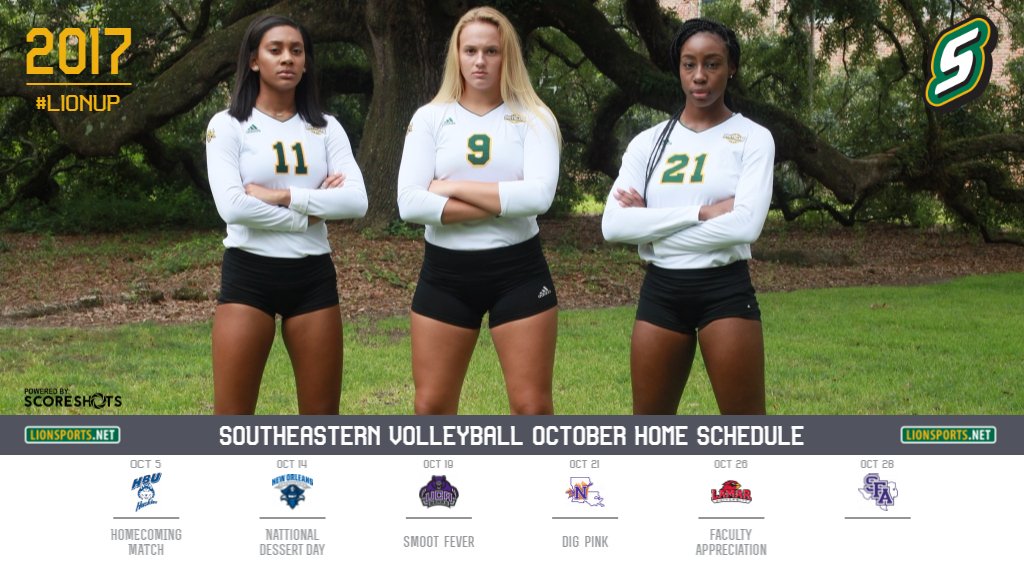 LionUpAthletics's tweet photo. With 6 home matches in the University Center this month, make sure you catch some @Southeastern_VB. #LionUp https://t.co/CprU2YQnzN