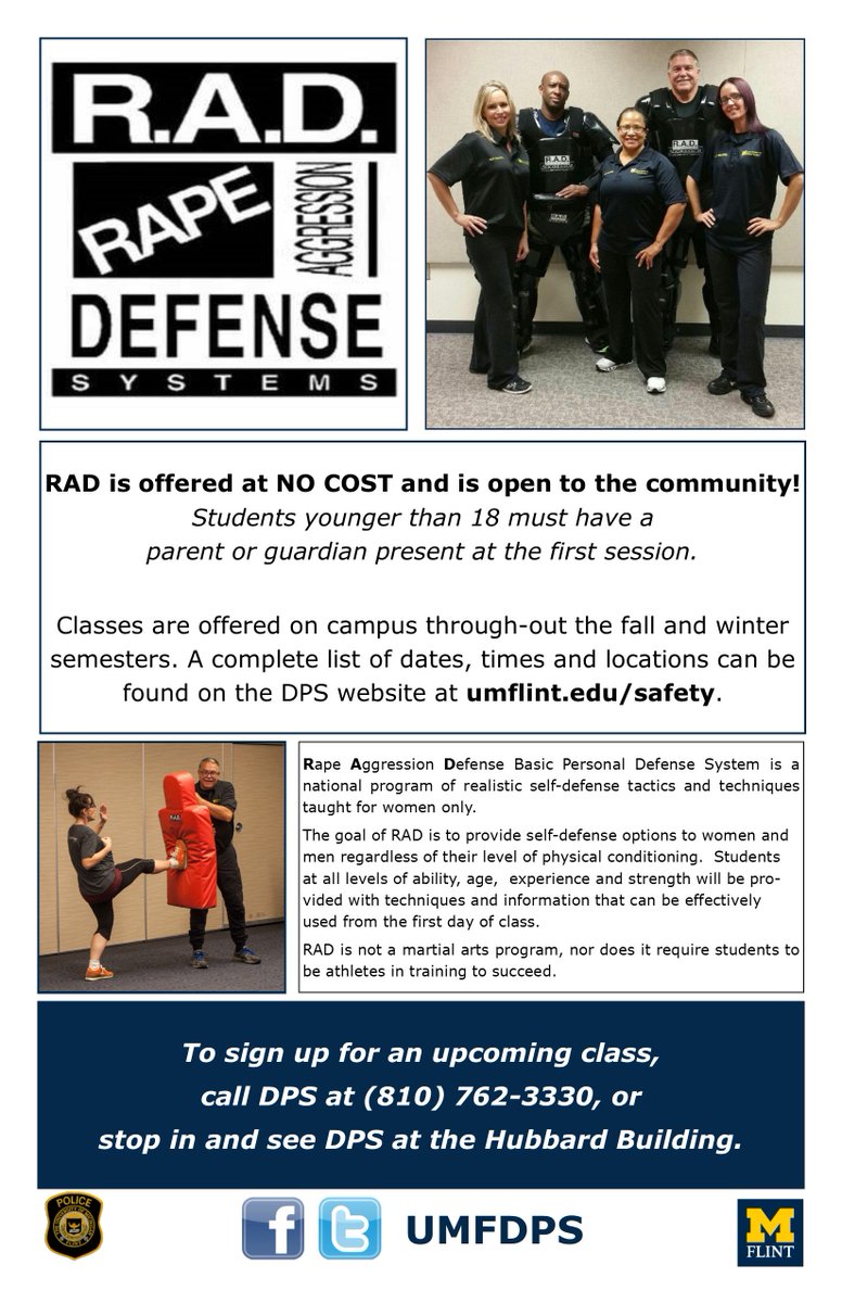 UMFDPS's tweet photo. RAD for Women begins tomorrow! Call Gaye at (810)762-3330 to sign up! This class is offered FREE for participants.  https://t.co/zX7E3rTGhh https://t.co/Z3SRZq5tcH