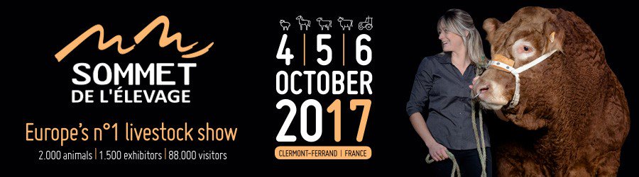 Rendez-vous au #SommetElevage du 4 au 6 octobre à Clermont-Ferrand. Venez nous rencontrer de 9h à 19h Hall 2 stand C74
