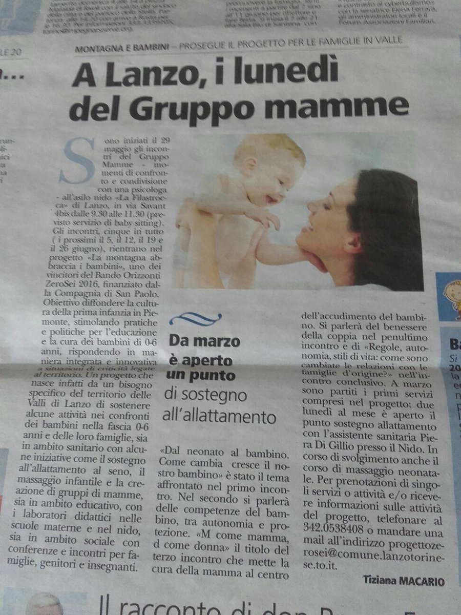 asnas_official's tweet photo. #SAM2017 A #Lanzo (TO) il punto sostegno #allattamento è aperto presso il Nido con l'#assistentesanitaria Piera Di Gillio. https://t.co/icvkYYsmo1