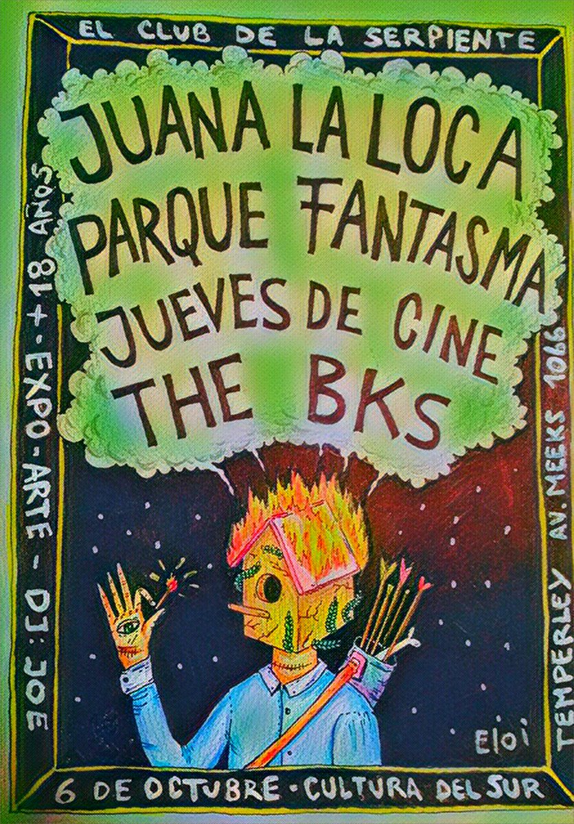 El próximo#viernes volvemos a #ElClubdeLaSerpiente junto a <a href="/juanalalocarock/">Juana La Loca</a> <a href="/juevesdecine/">Jueves de Cine</a> y #TheBKS cc <a href="/SerpienteClub/">Club de la Serpiente</a> <a href="/Culturadelsur/">Cultura del Sur</a>