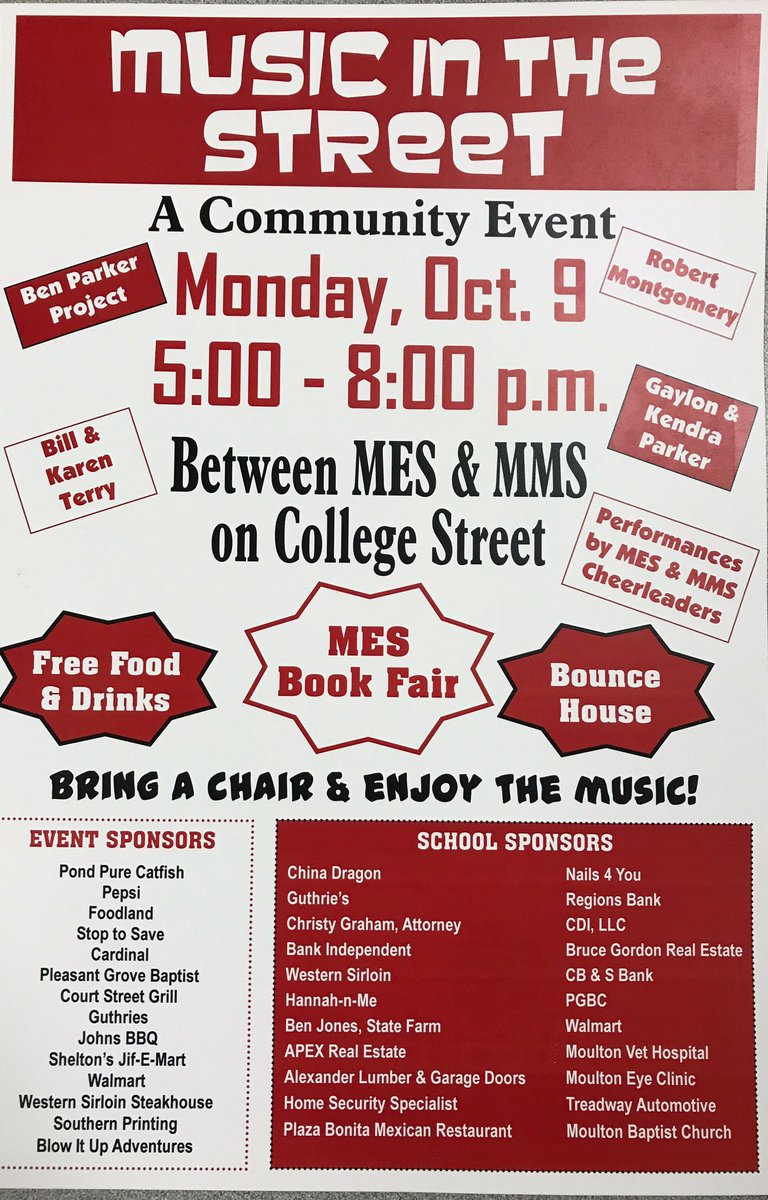 PATKing63's tweet photo. Come join the fun at Moulton Elementary Book Fair Street Party! Awesome music! Something for everyone! https://t.co/0dldDm1sym