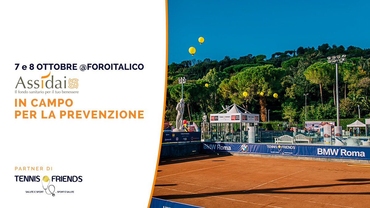 Anche #Assidai in campo 🎾 al Foro Italico per la #prevenzione @Tennisanfriends. Vi aspettiamo nel nostro stand! #salute #sport #solidarietà
