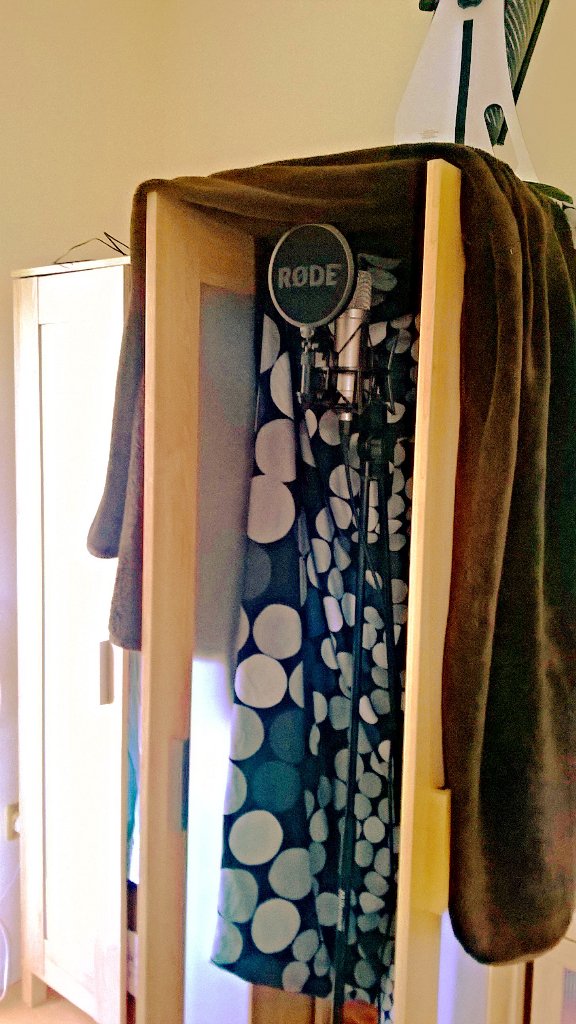 Makeshift vocal booth for today's recording session for <a href="/chalkstreamfly/">Chalkstream Fly</a> Very exciting project. Keep your eyes peeled