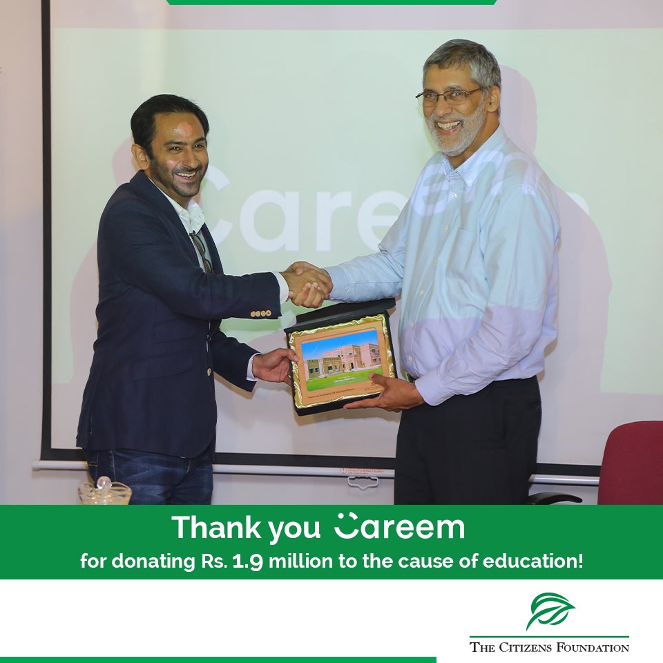 TCFPak's tweet photo. Extending a token of thanks to @CareemPAK for their donation of Rs. 1.9 million to @TCFPak to fund the #education of the underprivileged! https://t.co/ZWesBfCIBu