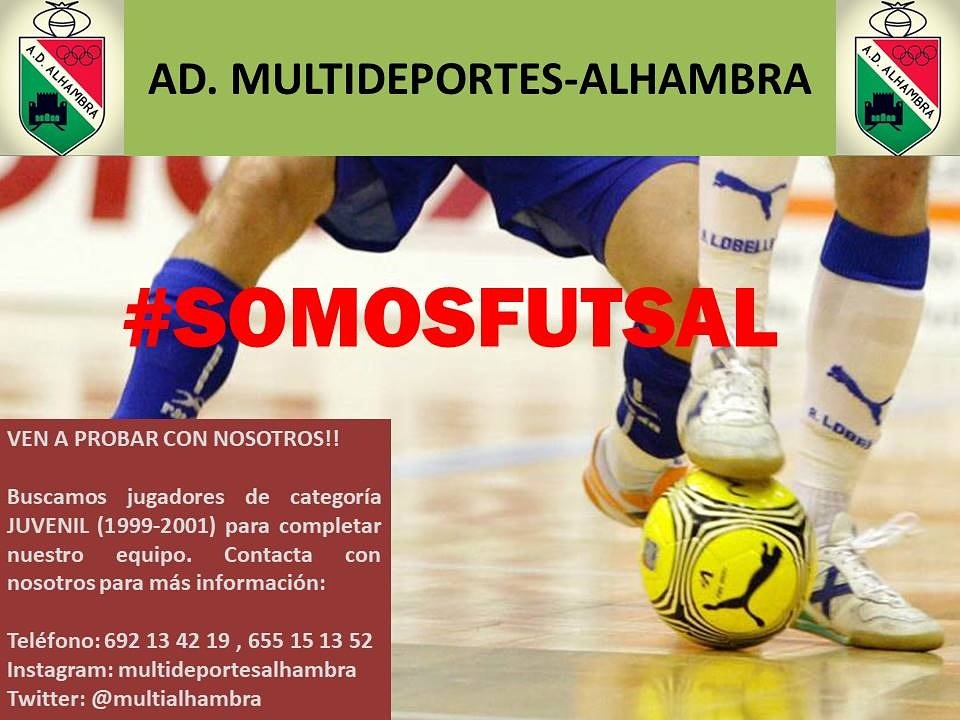 multialhambra's tweet photo. Si eres juvenil, contacta con nosotros. Si te gusta el Futsal, este es tu sitio. #SomosFutsal #CreceConNosotros https://t.co/859SpOtDl6