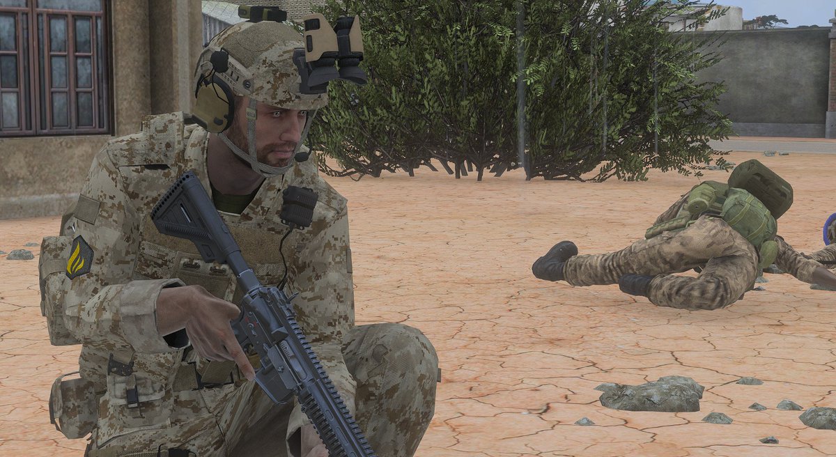 CampfireArma's tweet photo. Seen here, Rifleman Battletoad looks away from UN casualties as Campfire goes on a search and rescue mission through #IslaDuala #arma #arma3 https://t.co/5lWRkA5TlN