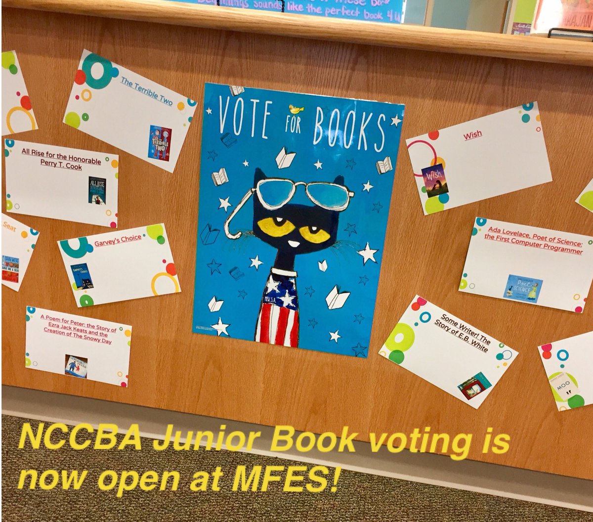 Ready to start the <a href="/NCCBABooks/">North Carolina Children's Book Award</a> Junior Book voting process at MFES! #KidsVote