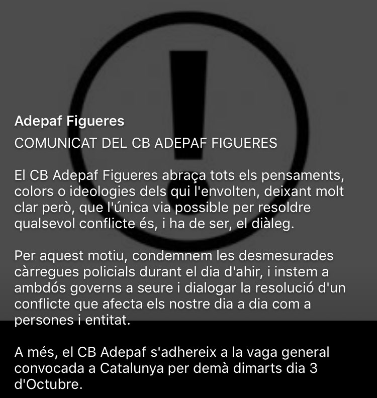 cbadepaf's tweet photo. Condemnem les desmesurades càrregues policials durant el dia d'ahir.

Demà ens adherim a la vaga general convocada a Catalunya. https://t.co/pgky9EMKix