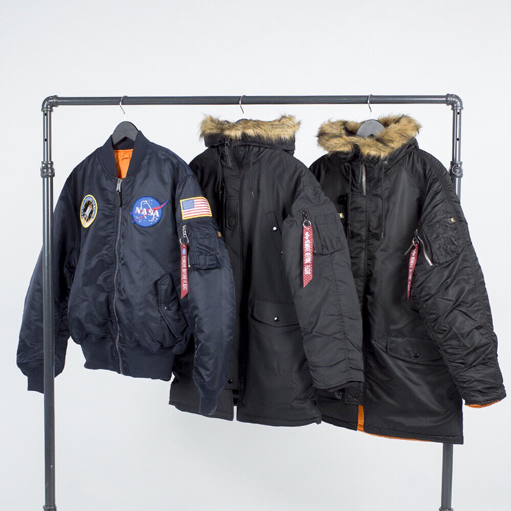 wlknstore's tweet photo. New arrivals from @alphaindustries the MA-1 NASA bomber jacket, the Altitude women’s jacket and the N-3B slim fit jacket. 🚀 https://t.co/qSiycdx4ms
