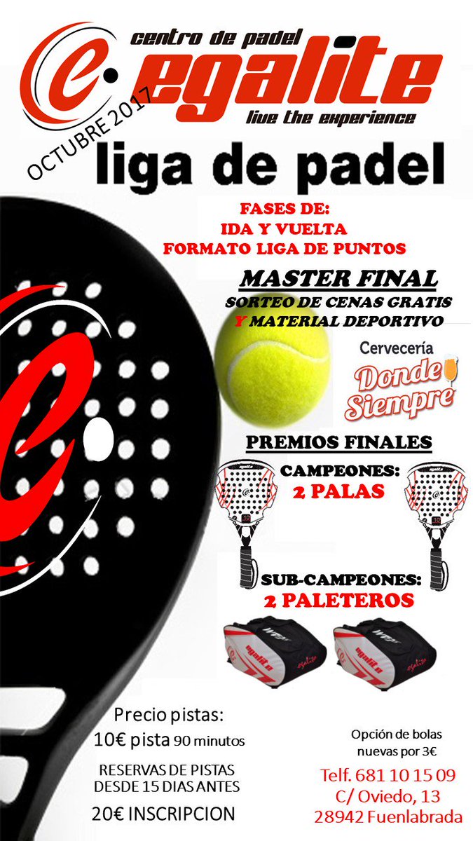 ClubEgalite's tweet photo. Llega LA LIGA EGALITE¡¡¡
PREMIOS VALORADOS EN MAS 1.000€
 ¿QUIEN OCUPA PLAZA? 
!!!Partidos por 10€ los 4 jugadores!!! https://t.co/VvgGEC27EQ