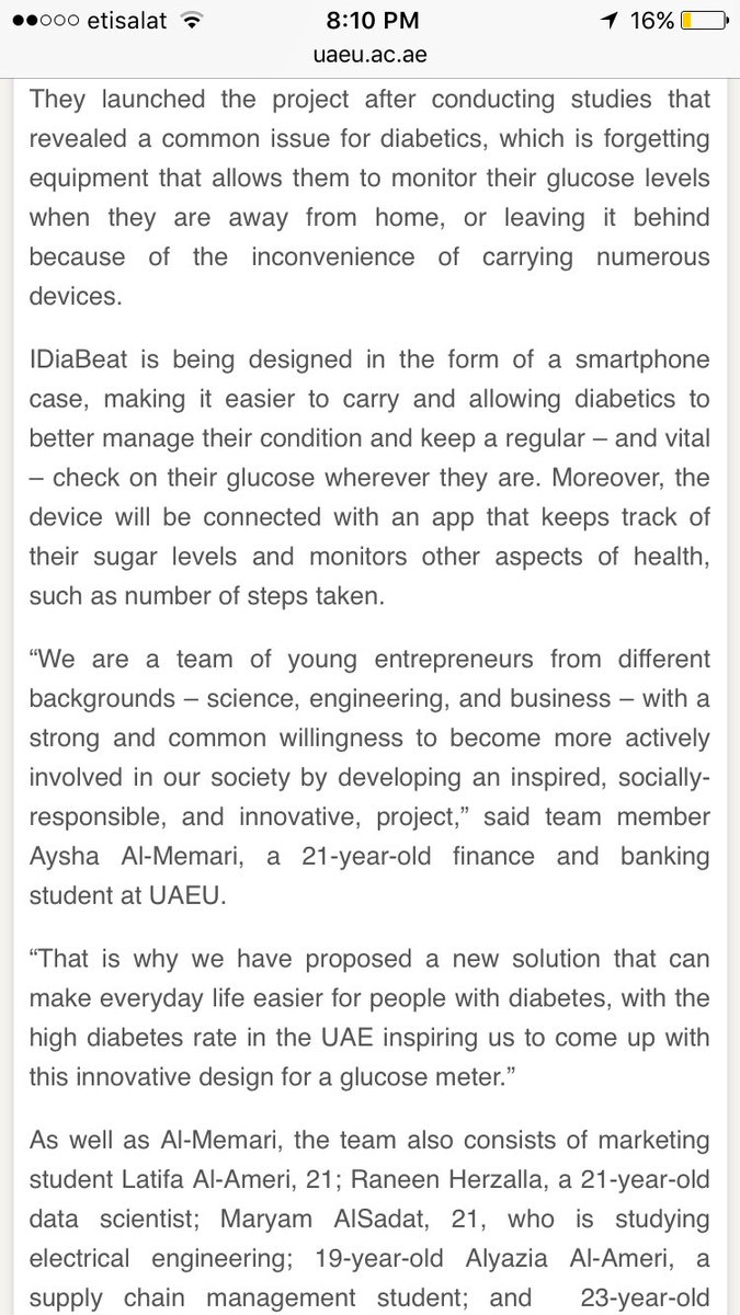 IDiaBeat's tweet photo. Entrepreneurs developing a portable innovation designed to prevent diabetes sufferers from losing track of their glucose levels.
#idiabeat https://t.co/OE7CMM8fYE