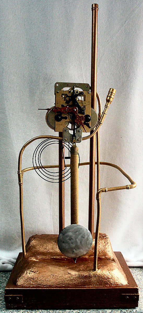 MossCreate's tweet image. A 'MossClock' by @MossCreate. One of many 'notclocks' that intentionally work properly/go backwards/don't work. Did work. #art #clock #time