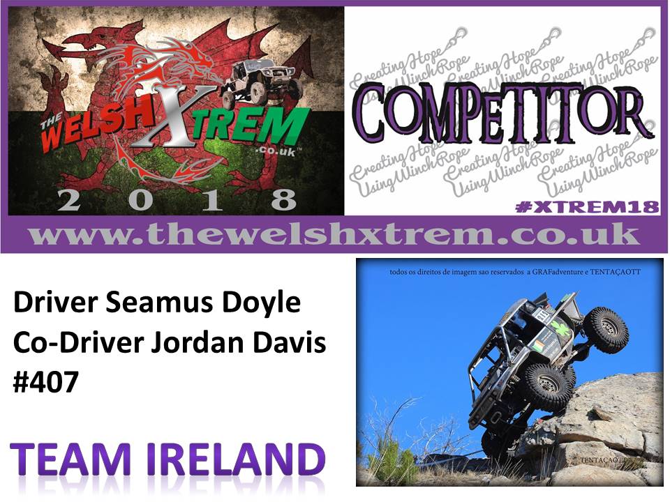 thewelshxtrem's tweet photo. #407 Team Ireland, Driver Seamus Doyle, Co-Driver Jordan Davis Competitor at the Welsh #xtrem18. https://t.co/kZzZJvOs2j