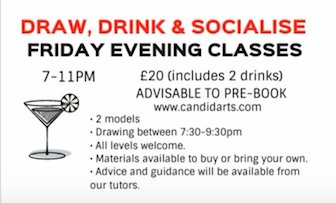 #Draw, Drink &amp; Socialise! New #lifedrawing class at Candid Skylab.2 models,2 free drinks. £20. Book here ow.ly/hB1R30eL3Ol #candidarts