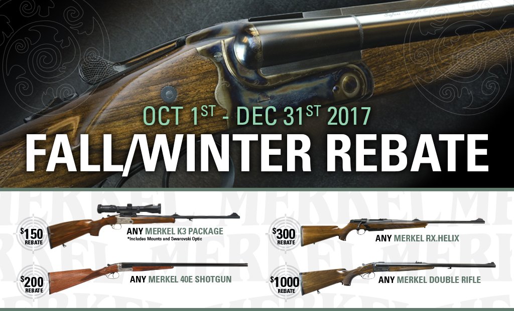 MerkelUSA's tweet photo. NEW Merkel and @SteyrArms rebate for Fall/Winter 2017! Get savings up to $1000 Oct 1st - Dec 31st on select products https://t.co/KP4pymp0PJ https://t.co/u1S1aGTO6b