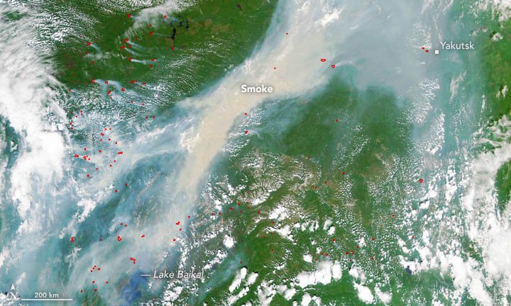YaleE360's tweet photo. Siberia is seeing its worst fires in 10,000 years.https://t.co/Za6M7FxAw7 https://t.co/RIc9SqB2aJ