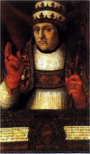 patrullaenserie's tweet photo. SabíasQue #AlfonsoBorgia (foto), tío de #Rodrigo, apoyó a #BenedictoXIII en el cisma. Y tb fue Papa, #CalixtoIII. #MdTPapaLuna https://t.co/k0Wv80hfZq