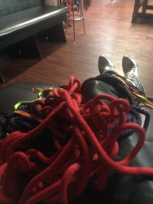 Freshly washed #dungeon #ropes. Who wants to come untangle them?? https://t.co/75t7uGGg2I<a href="/tag/dungeon"class="tags">#dungeon</a><a href="/tag/ropes"class="tags">#ropes</a>