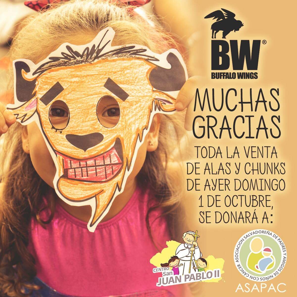 BWelsalvador's tweet image. ¡GRACIAS A TOD@S por haber llevado a los PEQUES AYER DOMINGO a celebrar en #BuffaloWings! #CentroSanJuanPabloII #ASAPAC