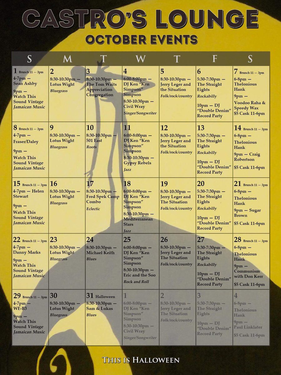 Our events calendar for October! #livemusic #livebands #torontomusic #torontoevents