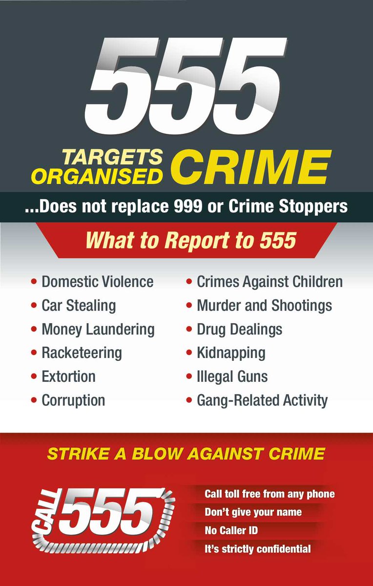 TTPoliceService's tweet photo. Strike a Blow Against Crime! #Call555 https://t.co/2qCQTAG008