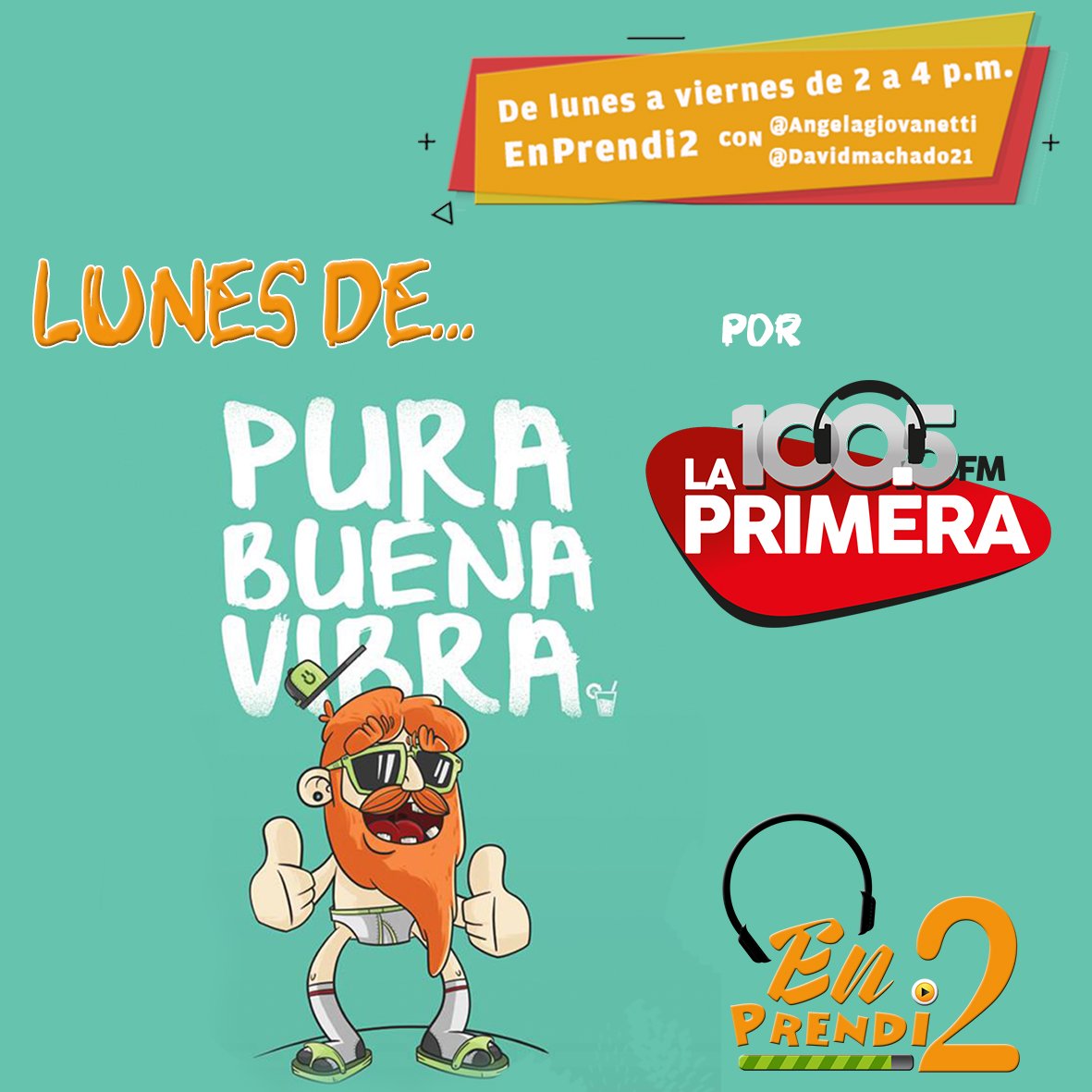 Enprendi2's tweet photo. Ya vamos a arrancar con nuestros LUNES DE BUENA VIBRA #Guarenas #Guatire por @LaPrimera1005 con @AGiovanetti y @DavidMachado21 https://t.co/0KoqRD59qh