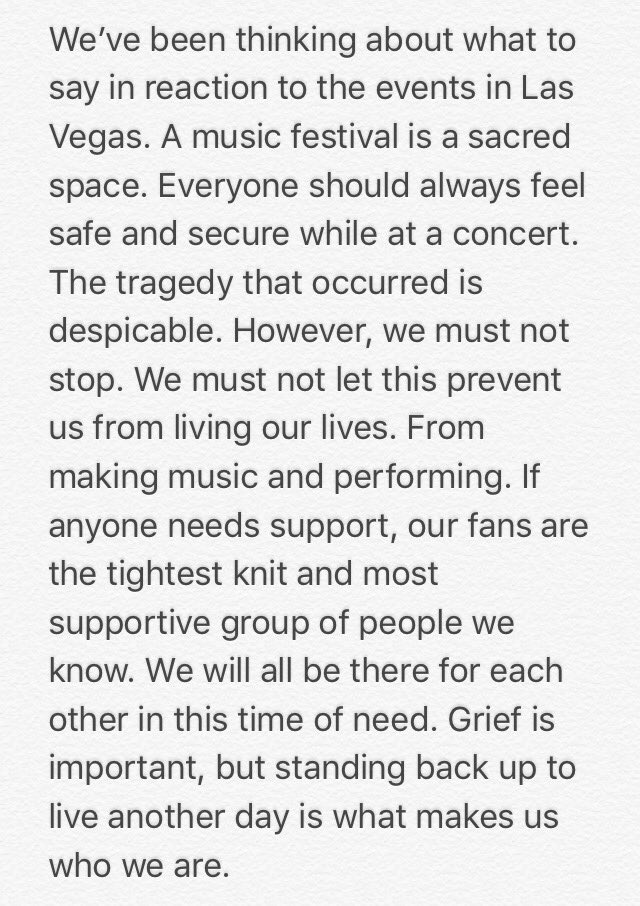 AJRBrothers's tweet photo. Stay strong, Las Vegas. https://t.co/CI4NVn4VCS