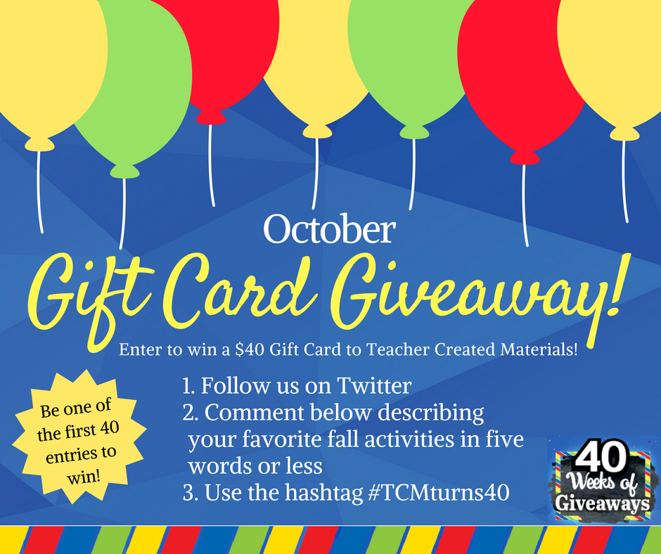tcmpub's tweet photo. Enter to win one of forty $40 gift cards! Follow us and tweet us your favorite fall activities in 5 words or less, using hashtag #TCMturns40 https://t.co/8MfgxDyEHB