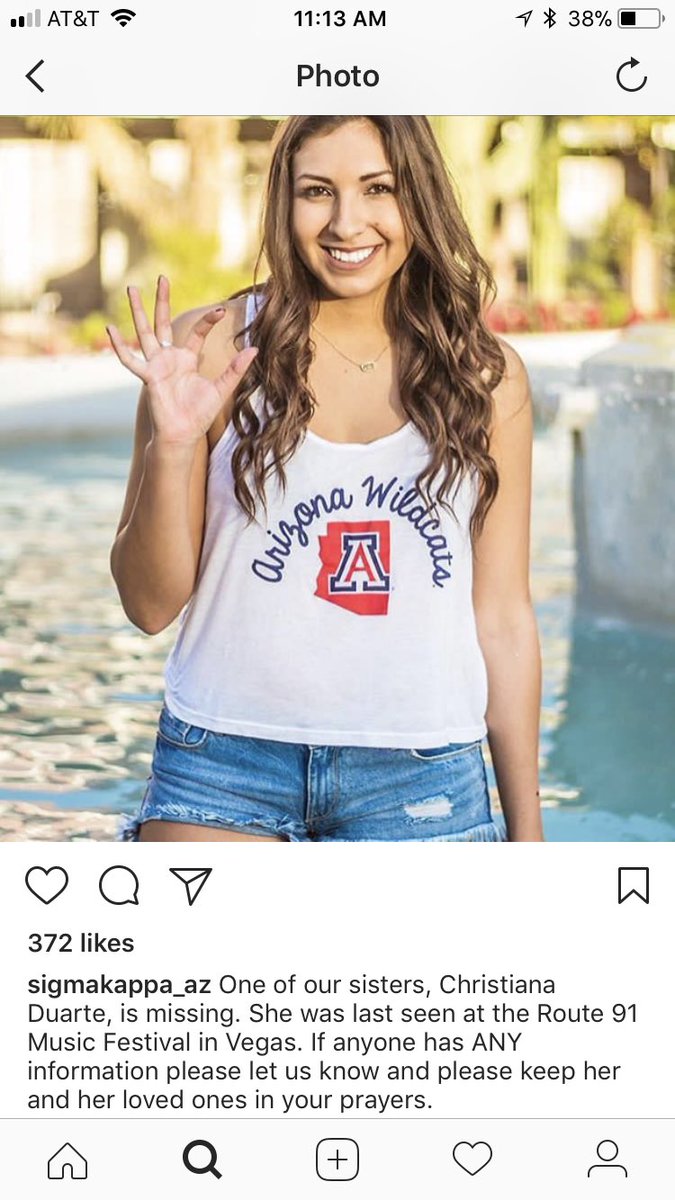 acarrillonews's tweet photo. JUST IN: U of A student missing after #LasVegasShooting. Message from @SigmaKappa in #Tucson https://t.co/u6EPvrIPlP