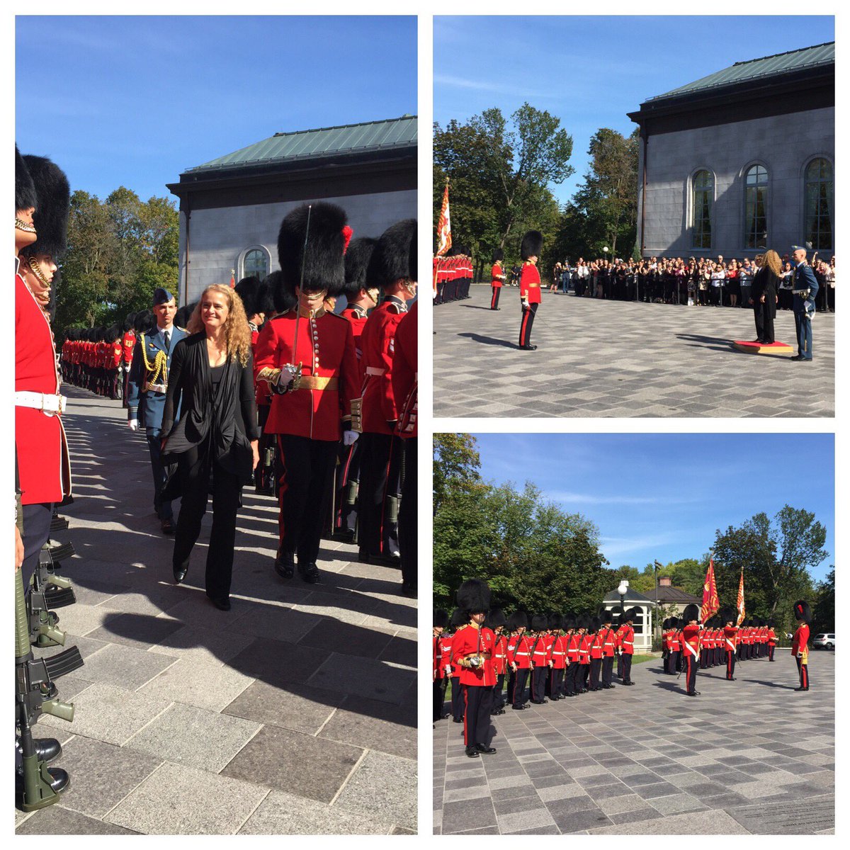 RideauHall's tweet photo. As commander-in-chief of the @CanadianForces, @GGJuliePayette conducted her first inspection of the ceremonial guard at #RideauHall. https://t.co/zWXFI3ndMI
