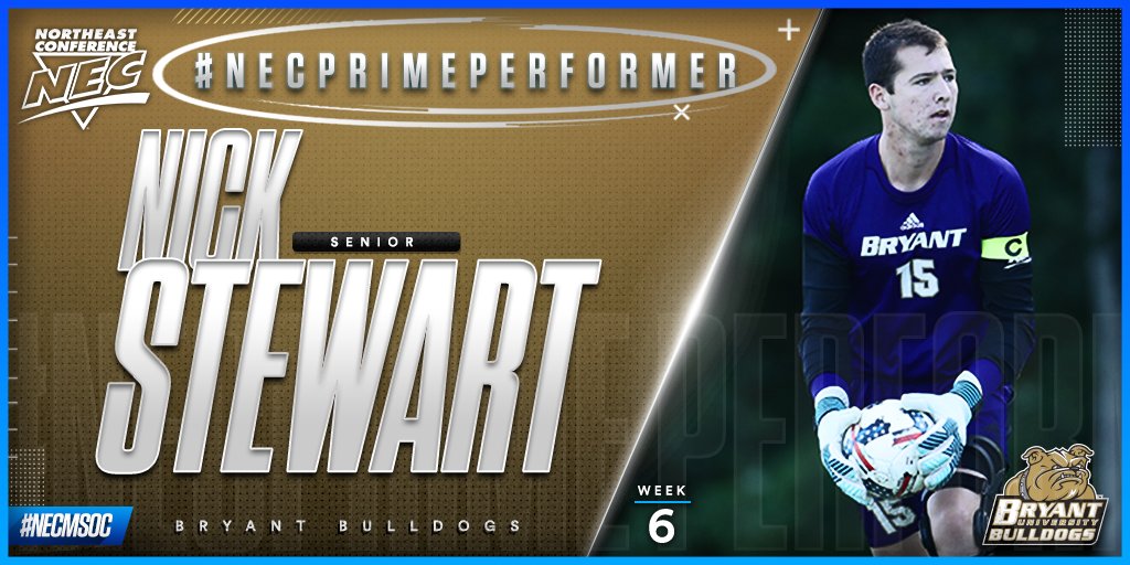 .<a href="/BryantAthletics/">Bryant Athletics</a>' Nick Stewart recorded his 1st clean sheet, making seven saves to preserve a scoreless draw w/ Hartwick #NECPrimePerformer