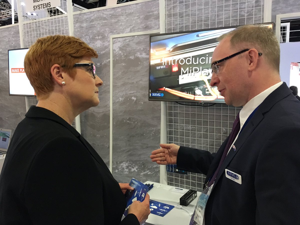 BFBSMi's tweet photo. Australian Defence Minister @MarisePayne talks about #MiPlayer digital welfare solution for deployed forces. #pacific2017 #DSO @tradegovuk https://t.co/f9VrhwcCAa