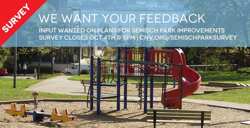 Hey #NorthVan, got any ideas to share about improvements to Semisch Park? Now's your chance: cnv.org/SemischParkSur… https://t.co/iExE54Qf2O