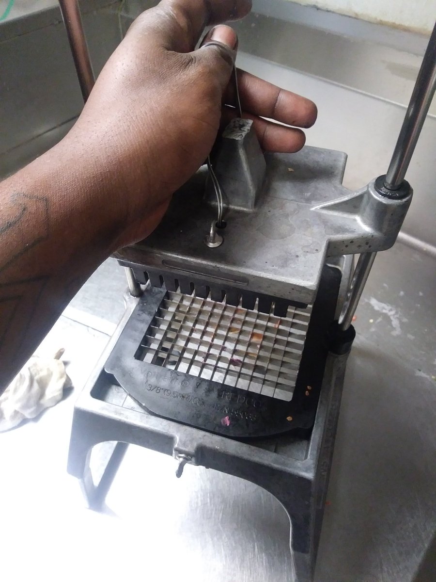 dproblem21child's tweet image. So i smashed my hand in the dicer at work