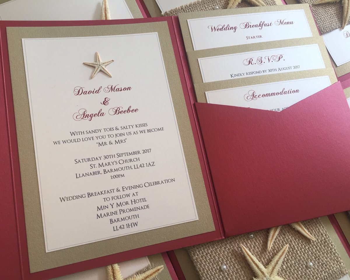 designerinvite's tweet photo. Beach Themed Pocketfold Invitations #wedding #starfish #pearl #hessian #beach #rustic #pocketfold #stationery https://t.co/iA37lSXN9p