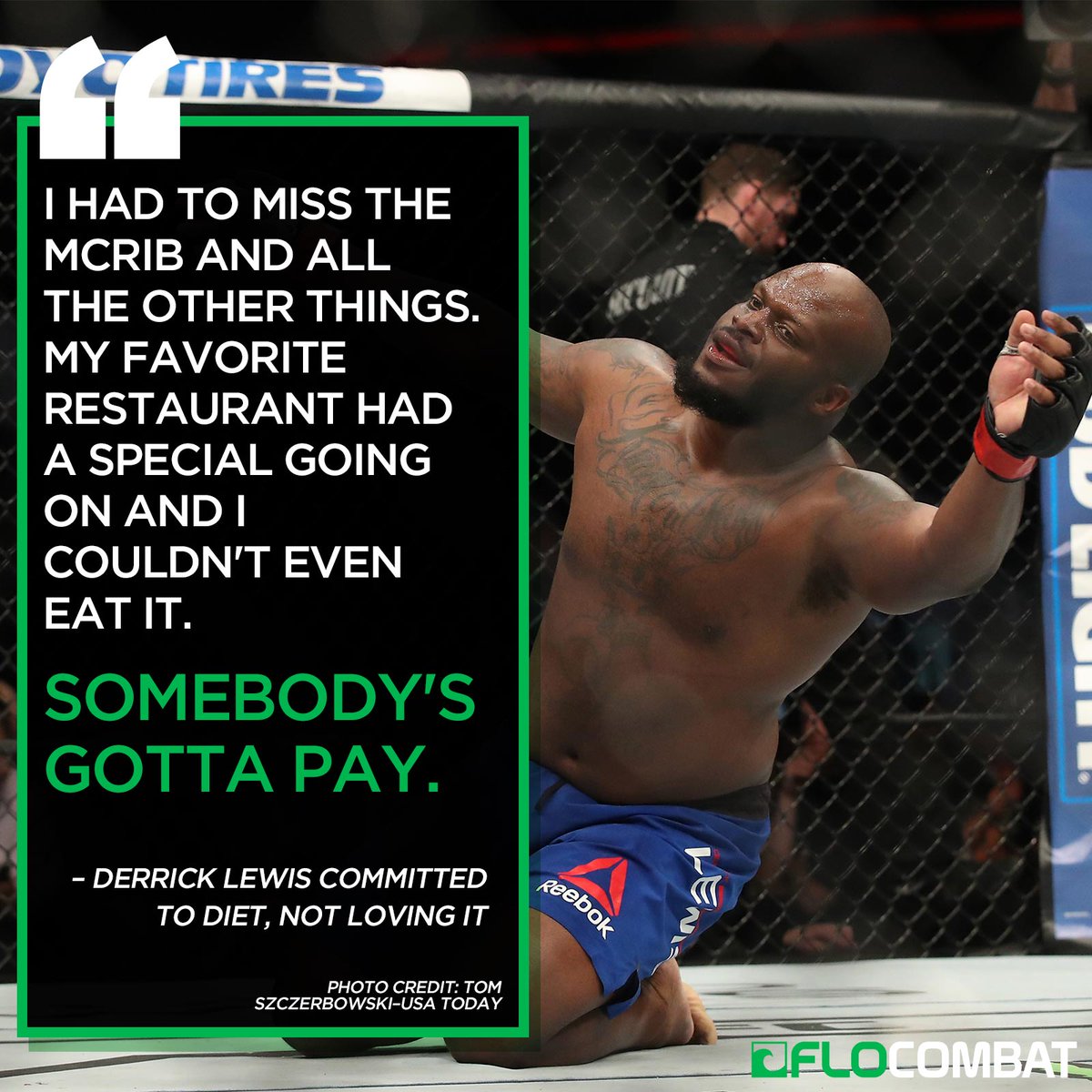 FloCombat's tweet photo. Derrick Lewis is basically one of us. 😂😂The full #interview is MONEY. #McRib ➡️https://t.co/8l1v2wI4Am https://t.co/66193almLy