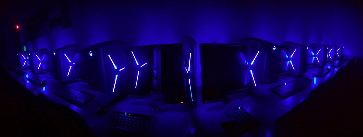 Luke_Sinclair_'s tweet photo. Many new computers installed for @HighburyCompute thanks @Alienware for the new lights xD https://t.co/DmsYPokaQU