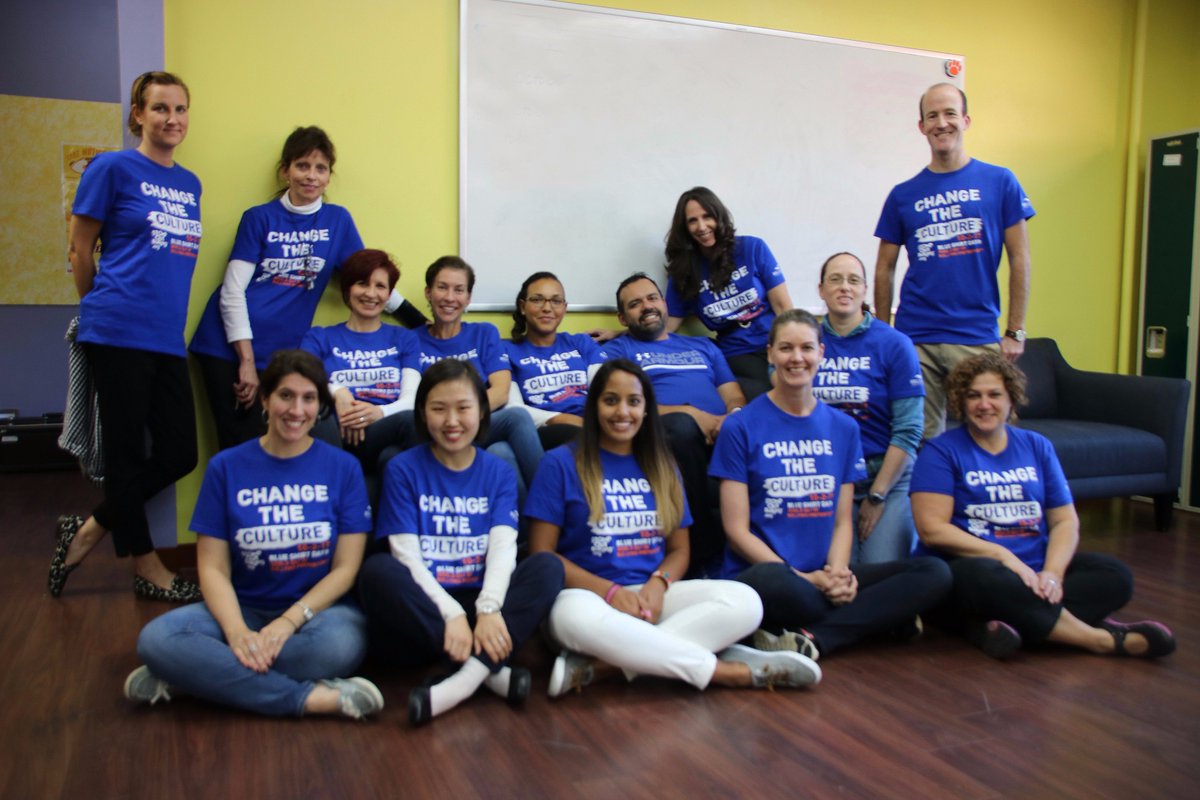 BuckleyCDS's tweet photo. Buckley's Upper School teachers and students all wore their blue shirts today in recognition World Bullying Prevention Day. https://t.co/WJJYA43r54