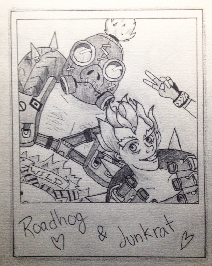 Menthealoh's tweet photo. #Inktober 💣 Day 2 : Roadhog &amp; Junkrat ! (Par contre je vais pas faire de truc aussi détaillé tous les jours mdr) https://t.co/mLsI1UAmIu