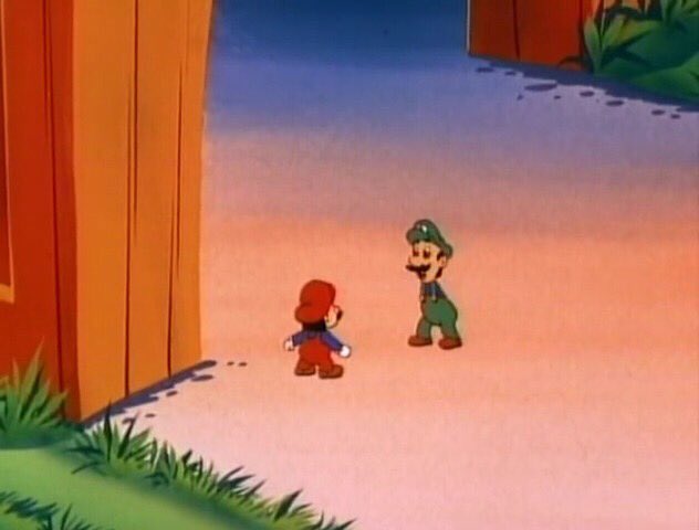 So I’m rewatching the super Mario super show and Luigi’s arms are just gone