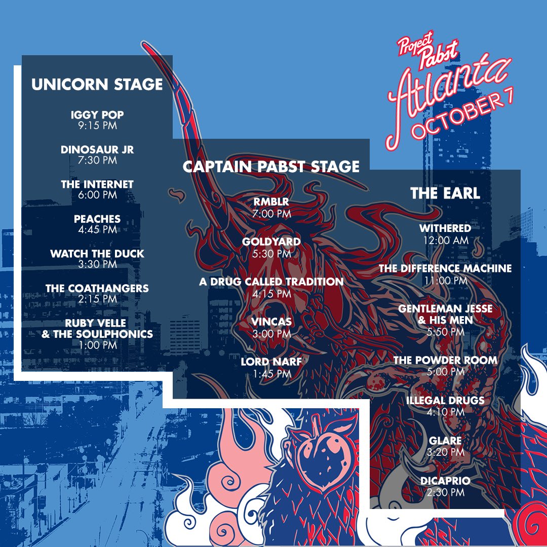 Project Pabst on Twitter "ATLANTA Schedule times are set for 