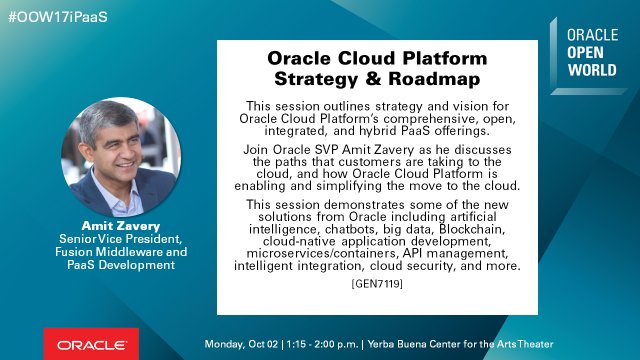 OracleIntegrate's tweet image. Make your way over to this CAN'T MISS strategy session w/ @azavery #OOW17iPaaS #OracleICS #OraclePCS #OracleAPI #iPaaS @oracleopenworld