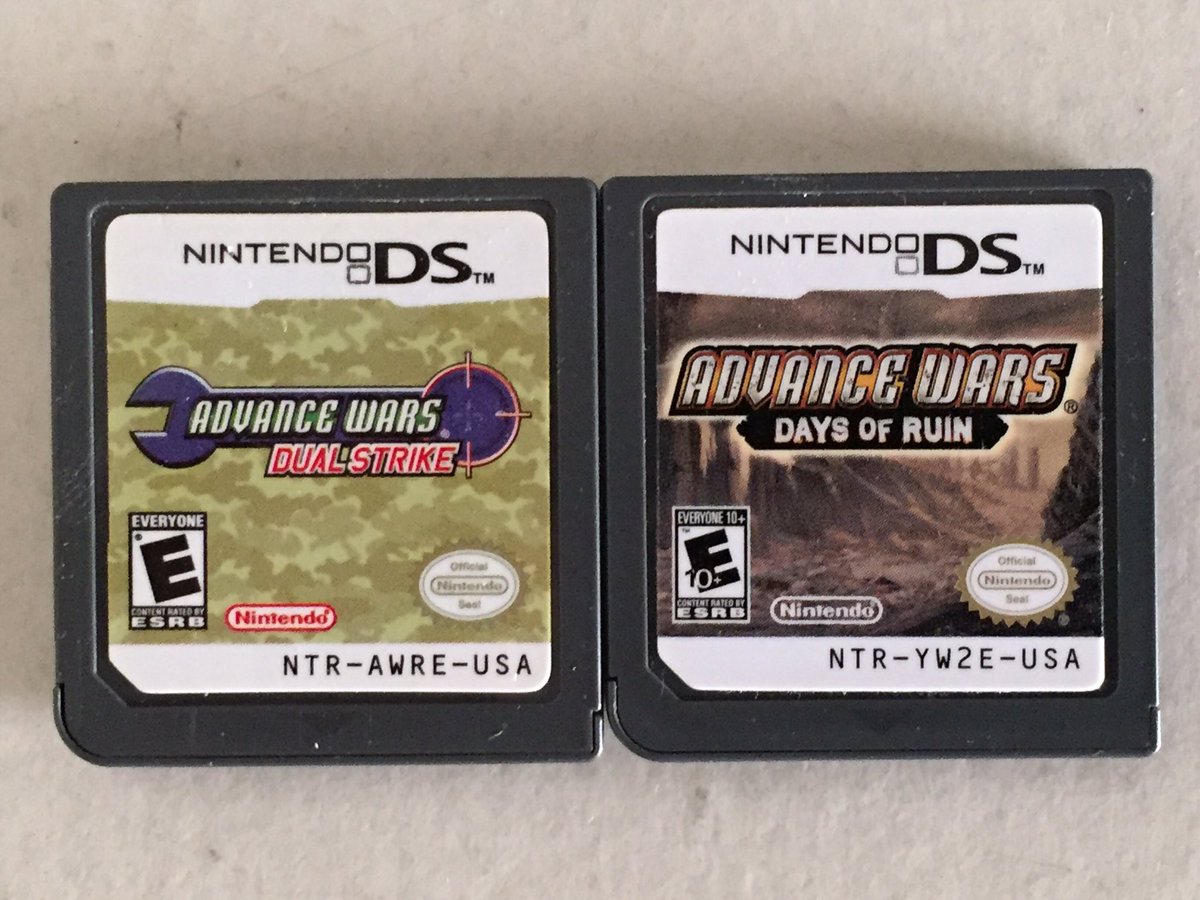 ken2158's tweet photo. 10/1/2017
Advance Wars DS Collection (Dual Strike and Days of Ruin)
#AdvanceWars #DualStrike #DaysofRuin #Nintendo #NintendoDS #NDS https://t.co/5wGU7hIJ3B