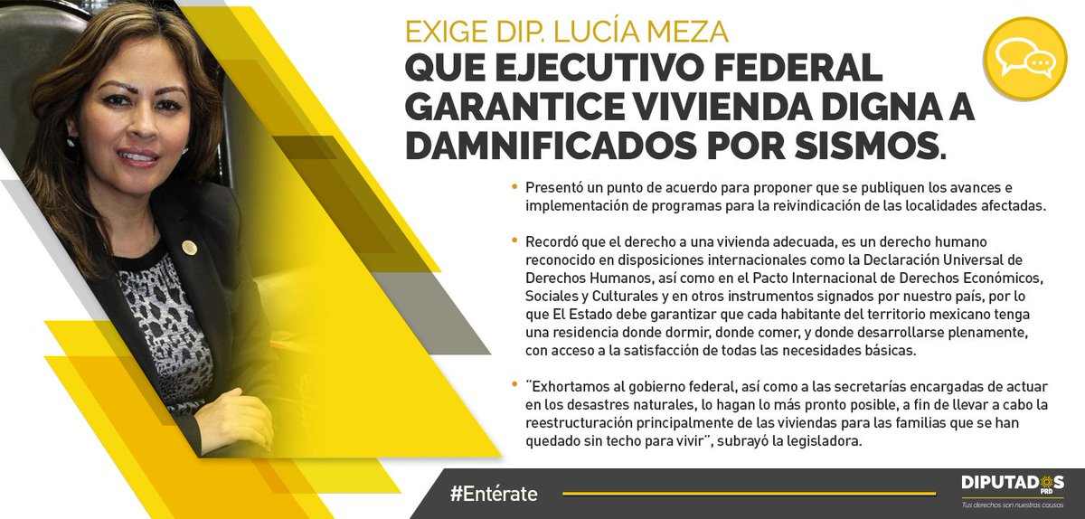 GPPRDmx's tweet photo. #Difunde El Estado debe garantizar el derecho a una vivienda adecuada para afectados por #sismos: @LuciaMezaG https://t.co/ygHLr5S5mH https://t.co/m83hhLGDPp