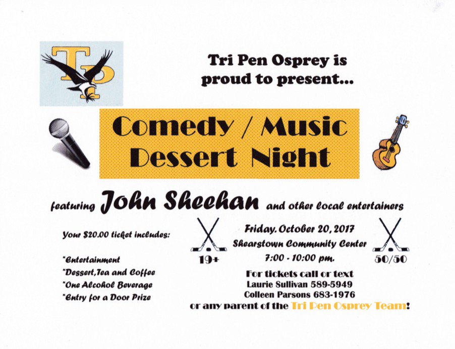 Please support your Tripen Osprey by enjoying this fun night out!! Ticket contact info is on the poster. Thanks!