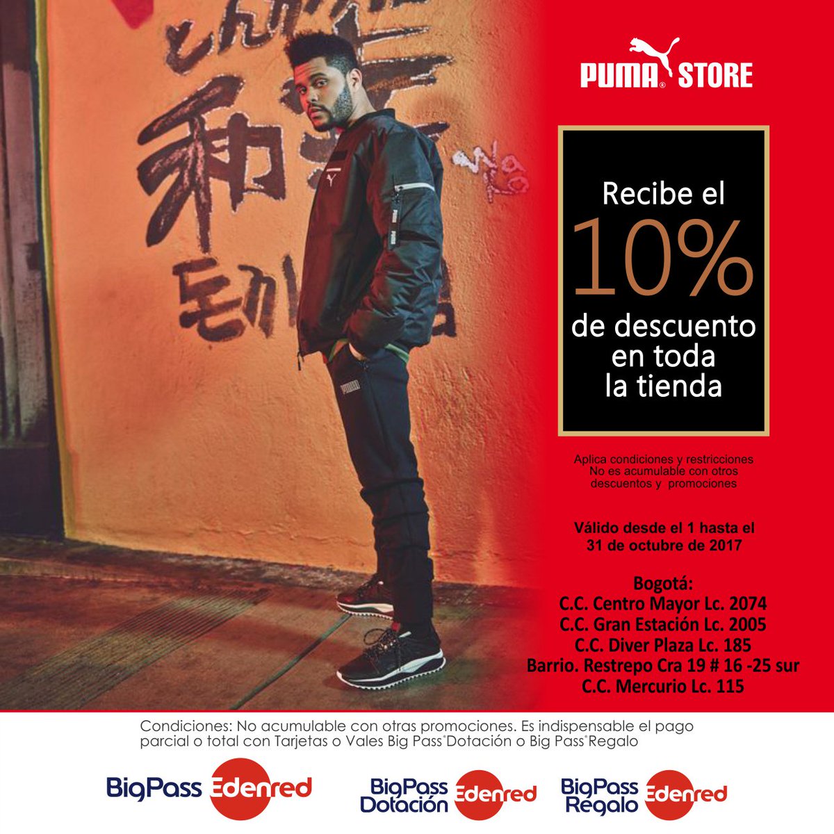 Aprovecha los descuentos de Puma pagando tus compras con nuestras soluciones Big Pass Regalo y Big Pass Dotacion. #NavidadEsBigPass