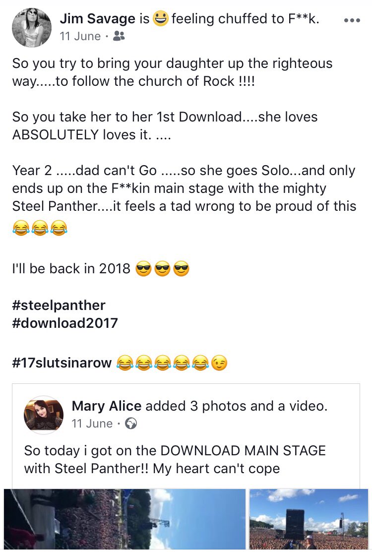 marysavagee's tweet photo. My dads post about @DownloadFest this year still makes me smile! 😅😂 #DL2017 https://t.co/pPwHn8s7mc